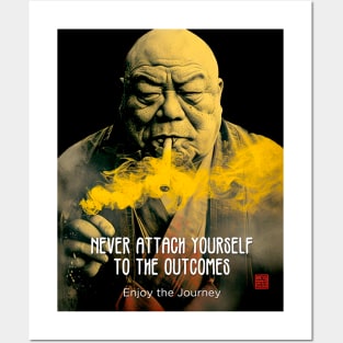 Puff Sumo: Never Attach Yourself to the Outcomes  on a  dark (Knocked Out) background Posters and Art